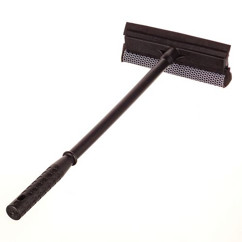 Image of Auto Squeegee, 8" Rubber Blade, 8" Mesh Scrubber, 21" Plastic Handle with Grip, Black, 20/Carton
