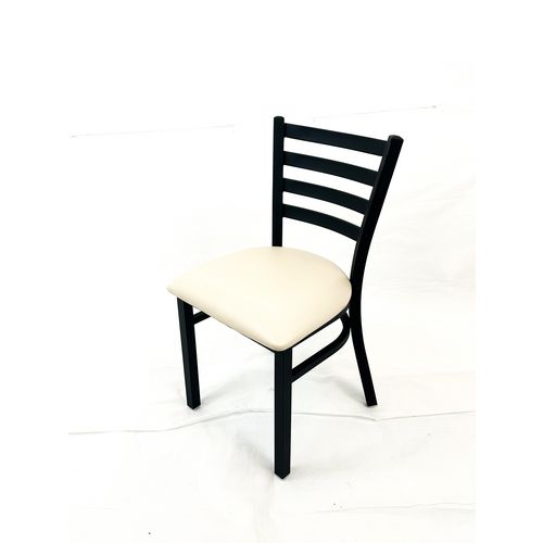White Horse Series Side Chairs, Supports Up to 300 lb, 18" Seat Height, Cream Seat, Black Back, Black Base