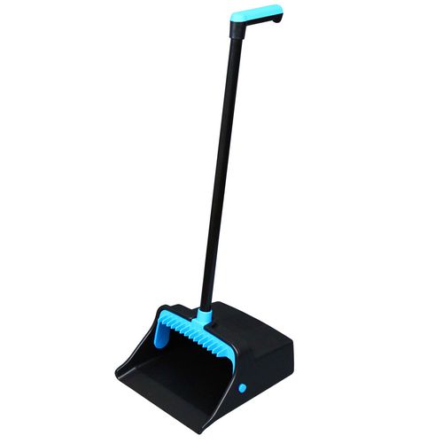 Impact® LobbyMaster Plastic Dust Pan, 11.72" Wide, 31" PVC Handle, Blue/Black