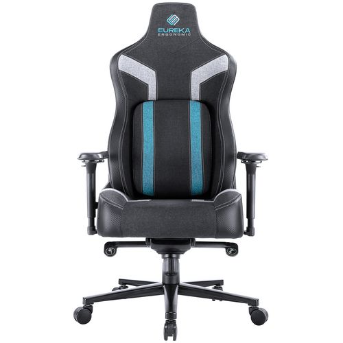 Python II Ergonomic Chair, Supports up to 300 lb, 18.88" to 22.83" Seat Height, Black Fabric Seat, Black/Blue Fabric Back