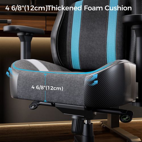 Python II Ergonomic Chair, Supports up to 300 lb, 18.88" to 22.83" Seat Height, Black Fabric Seat, Black/Blue Fabric Back