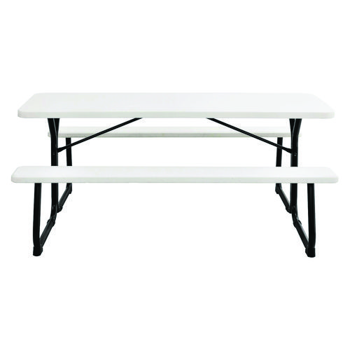 Blow-Molded Plastic Picnic Table, Rectangular, 72 x 60 x 30, White Top, White Base/Legs