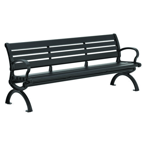 Image of Aluminum Bench with Back, 73 x 22.75 x 30.75, Black, Ships in 1-3 Business Days