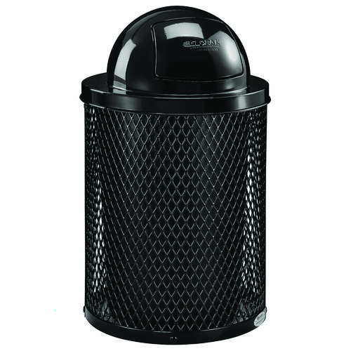 Outdoor Diamond Industrial Steel Trash Can, 36 gal, Black, Ships in 1-3 Business Days
