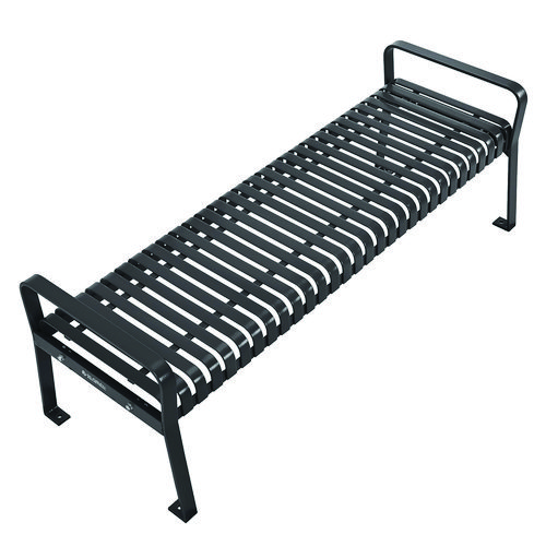 Steel Slat Flat Bench, 70" x 24" x 24.25", Black Seat, Black Base