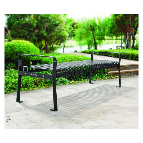 Steel Slat Flat Bench, 70" x 24" x 24.25", Black Seat, Black Base