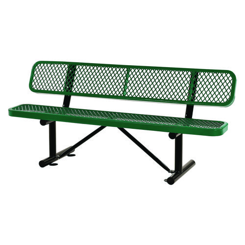 Image of Expanded Steel Bench With Back, 72 x 24 x 33, Green, Ships in 1-3 Business Days