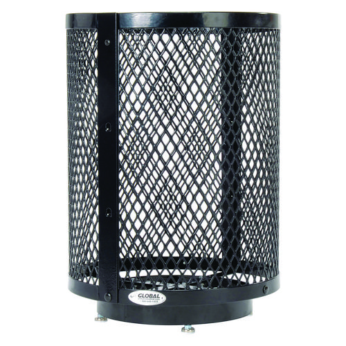 Outdoor Diamond Steel Trash Can with Base, 36 gal, Black