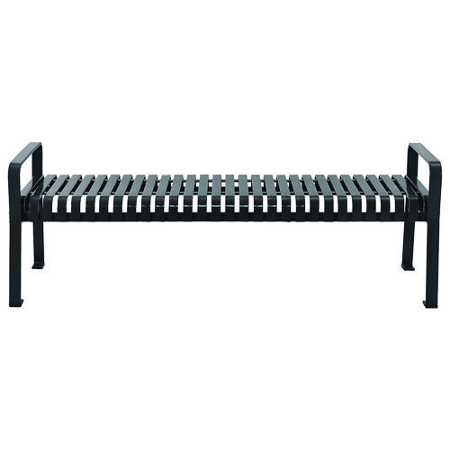 Steel Slat Flat Bench, 70" x 24" x 24.25", Black Seat, Black Base