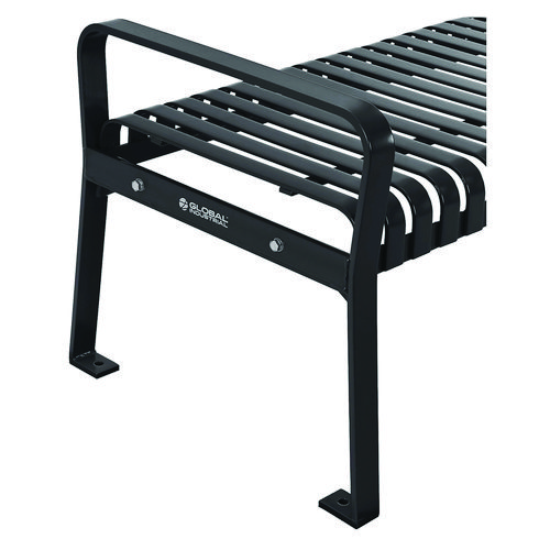 Steel Slat Flat Bench, 70" x 24" x 24.25", Black Seat, Black Base