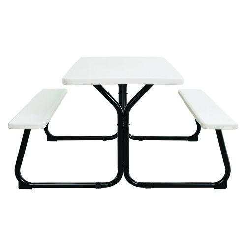 Blow-Molded Plastic Picnic Table, Rectangular, 72 x 60 x 30, White Top, White Base/Legs