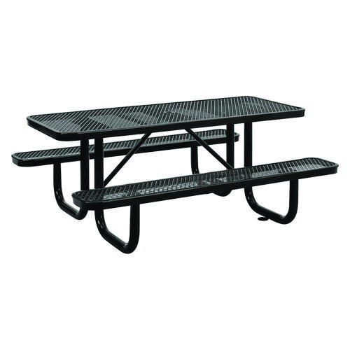 Expanded Steel Picnic Table, Rectangular, 72 x 62 x 29.5, Black Top, Black Base/Legs, Ships in 1-3 Business Days