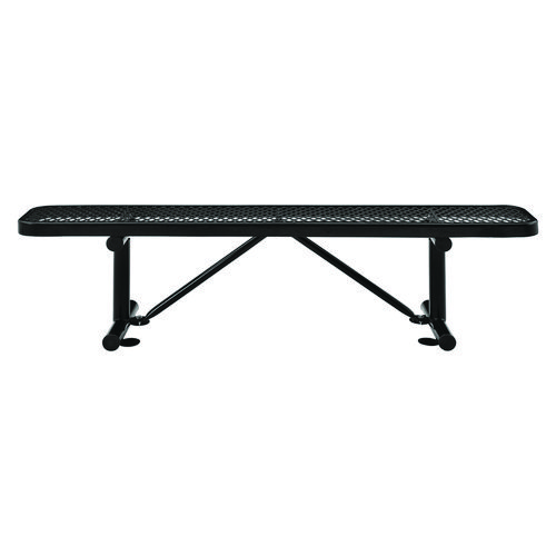 Expanded Steel Flat Bench, 72" x 14.5" x 18", Black Seat, Black Base