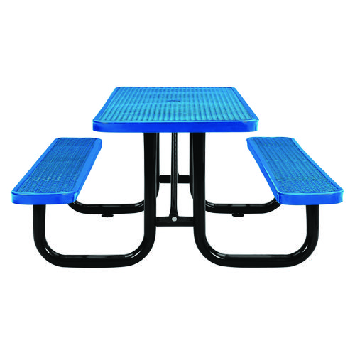 Expanded Steel Picnic Table, Rectangular, 72 x 62 x 29.5, Blue Top, Blue Base/Legs