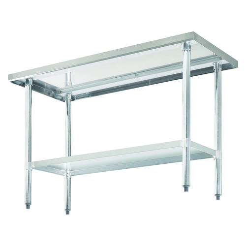 Work Table with Undershelf, Rectangular, 72 x 30 x 35, Silver Top, Silver Base/Legs