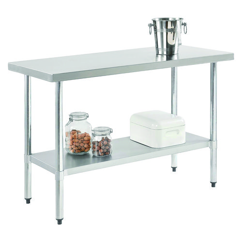 Work Table with Undershelf, Rectangular, 72 x 30 x 35, Silver Top, Silver Base/Legs