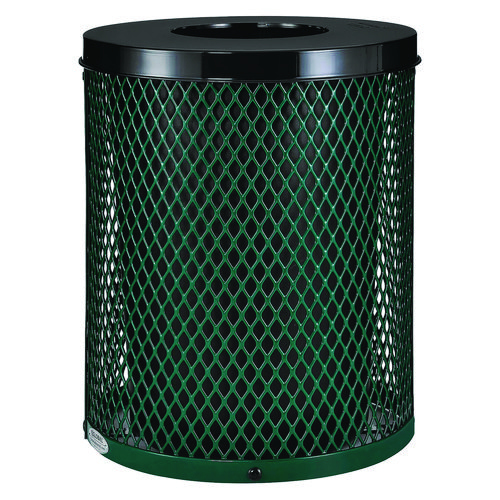 Image of Outdoor Diamond Steel Trash Can, 36 gal, Green, Ships in 1-3 Business Days