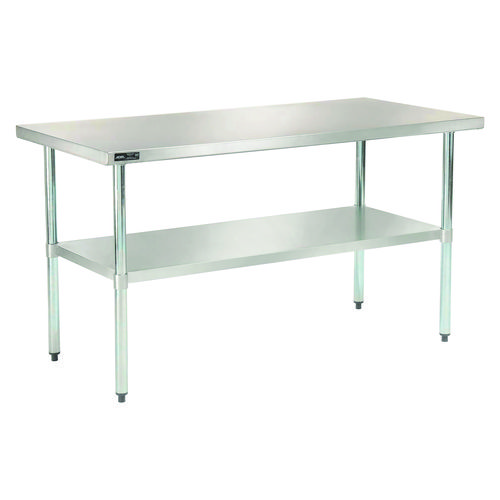 Work Table with Undershelf, Rectangular, 48 x 30 x 35, Silver Top, Silver Base/Legs