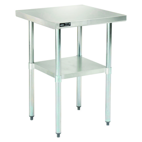 Work Table with Undershelf, Square, 30 x 30 x 35, Silver Top, Silver Base/Legs