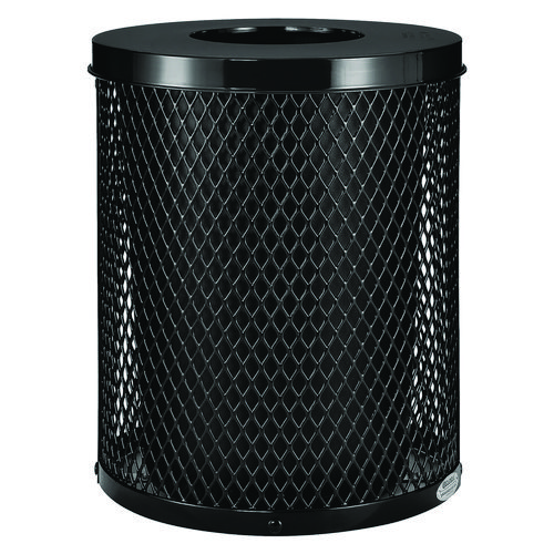 Outdoor Diamond Steel Trash Can, 36 gal, Black, Ships in 1-3 Business Days