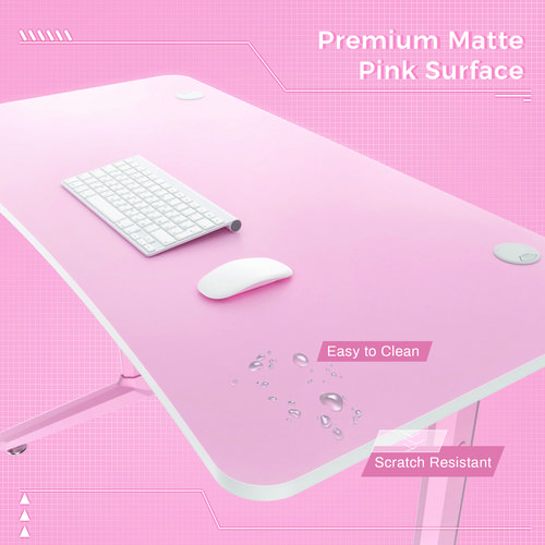 Cute Gaming Desk, 47" x 23.63" x 30.13", Pink