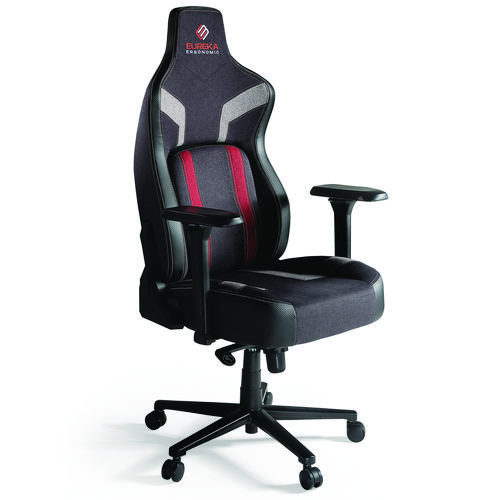 Python II Ergonomic Chair, Supports up to 300 lb, 18.88" to 22.83" Seat Height, Black Fabric Seat, Black/Red Fabric Back