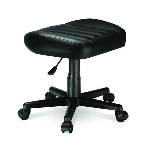 Footstool with Wheels, 19.25 x 17.38 x 14.63 to 17.75, Black