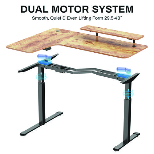 L-Shaped Standing Desk with Keyboard Tray, Left Desk, 61.25" x 43.25" x 34.38" to 52.88", Rustic Brown/Black