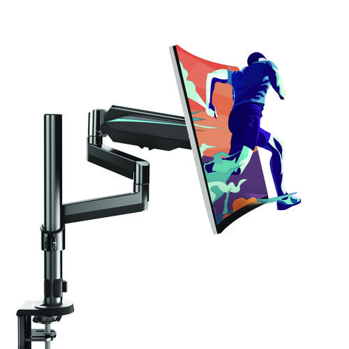 Single Monitor Arm, For 32" Monitors, 90 deg Rotation, 35 deg Tilt, 360 deg Pan, Black, Supports 17.6 lbs