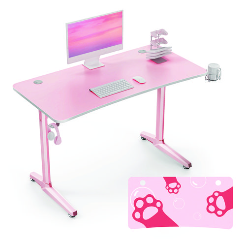 Cute Gaming Desk, 47" x 23.63" x 30.13", Pink