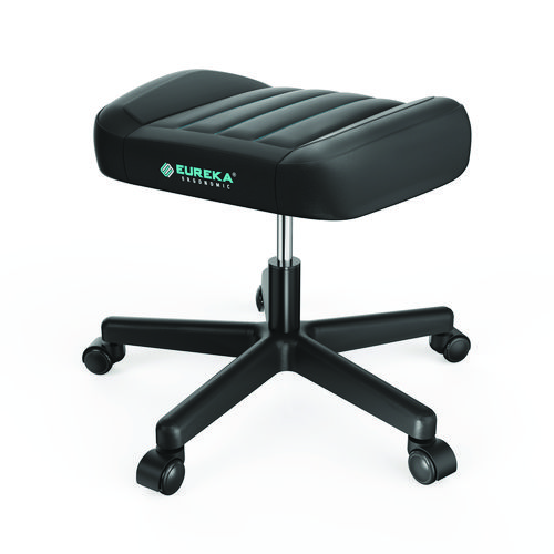 Footstool with Wheels, 19.25 x 17.38 x 14.63 to 17.75, Black