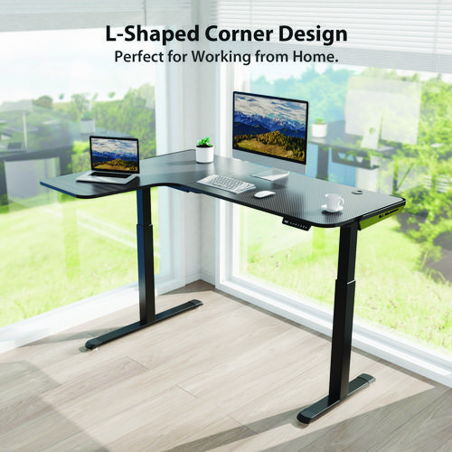 L-Shaped Standing Desk, Left Desk, 60" x 43.69" x 29.88" to 48.38", Black