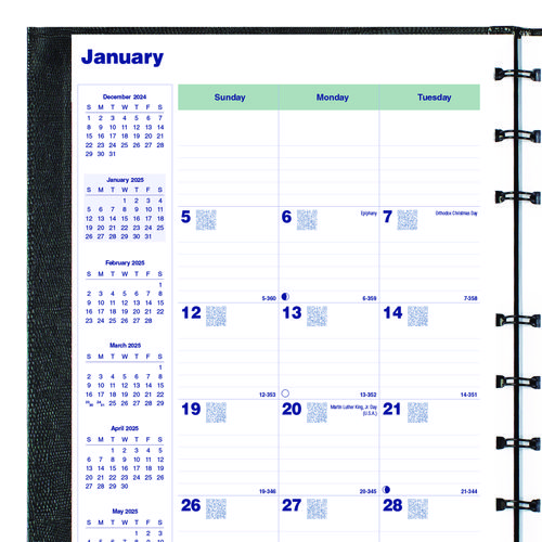 Plan and Link Monthly Planner, 9.25" x 7.25", Black Cover, 16-Months: Sept 2024 to Dec 2025