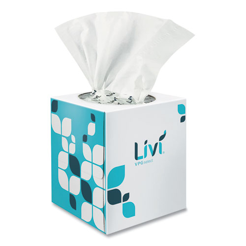 Cube Facial Tissue, 2-Ply, White, 90 Sheets/Box, 36 Boxes/Carton