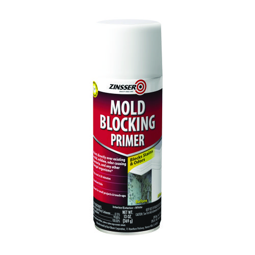 Image of Mold Blocking Primer Spray, Interior/Exterior, Flat White, 13 oz Aerosol Can, 6/Carton