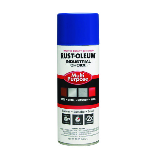 Rust-Oleum® Industrial Choice 1600 System Multi-Purpose Enamel Spray Paint, Flat Safety Blue, 12 oz Aerosol Can, 6/Carton