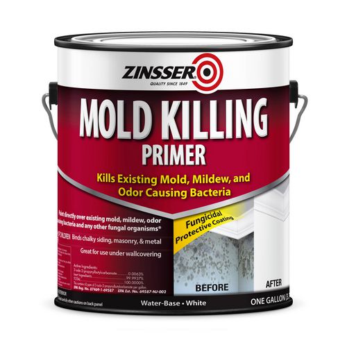 Mold Killing Primer, Interior/Exterior, Flat White, 1 gal Bucket/Pail, 2/Carton
