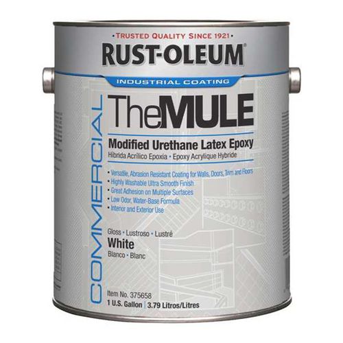 Commercial The MULE (Modified Urethane Latex Epoxy), Interior/Exterior, Gloss Glass White, 1 gal Bucket/Pail, 2/Carton
