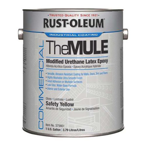 Image of Commercial The MULE (Modified Urethane Latex Epoxy), Interior/Exterior, Gloss Safety Yellow, 1 gal Bucket/Pail, 2/Carton