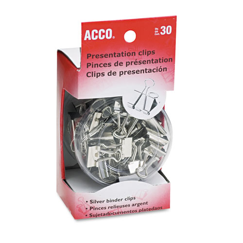 ACCO Metal Presentation Clips, Assorted Sizes, Silver, 30/Box