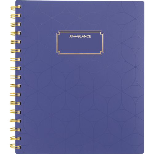 Badge Geo Weekly/Monthly Planner, 8.88 x 7.69, Purple/Gold Cover, 13-Month (Jan to Jan): 2025 to 2026
