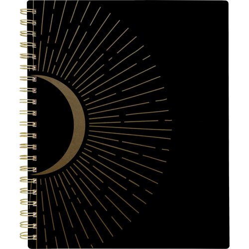 Radiate Weekly/Monthly Planner, Stylized Solar-Eclipse Artwork, 11 x 9.25, Black/Gold Cover, 12-Month (Jan to Dec): 2025