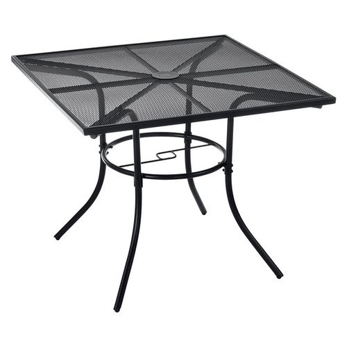 Interion Mesh Cafe Table and Chair Sets, Square, 48 x 48 x 29, Black Top, Black Base/Legs