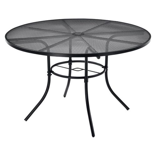 Interion Mesh Cafe Table and Chair Sets, Round, 48" Dia x 29"h, Black Top, Black Base/Legs