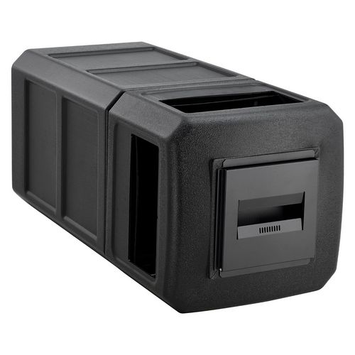 Square Plastic Waste Receptacle, Ashtray Lid with Open Sides, 42 gal, Black