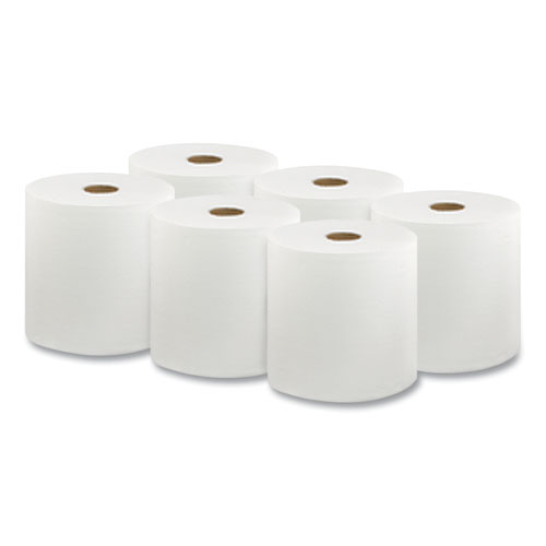 Hard Wound Roll Towel, 1-Ply, 8” x 1,000 ft, White, 6 Rolls/Carton