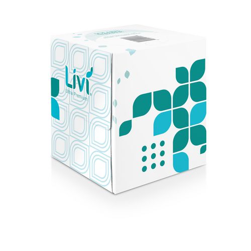 Image of Livi Ultra Premium Facial Tissue, 2-Ply, White, Cube Box, 80 Sheets/Box, 4 Boxes/Pack, 6 Packs/Carton