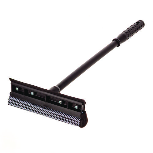 Auto Squeegee, 8" Rubber Blade, 8" Mesh Scrubber, 21" Plastic Handle with Grip, Black