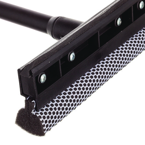 Auto Squeegee, 8" Rubber Blade, 8" Mesh Scrubber, 21" Plastic Handle with Grip, Black