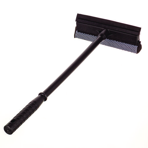Image of Auto Squeegee, 8" Rubber Blade, 8" Mesh Scrubber, 21" Plastic Handle with Grip, Black